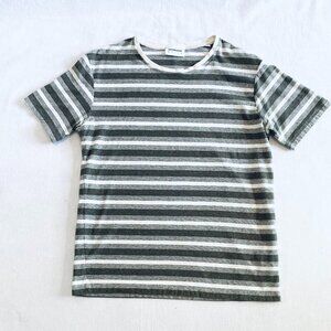 Lindbergh White grey white striped tee shirt Men's Unisex Medium quiet luxury